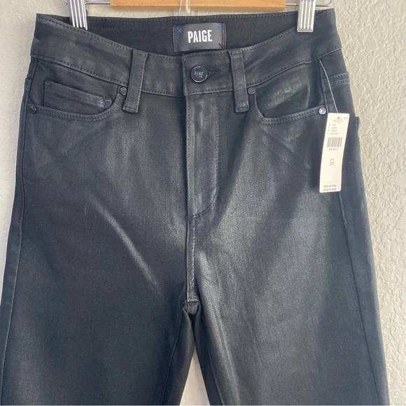 Paige Anthropologie Cindy Luxe Coating Black Noir Straight Leg Jeans